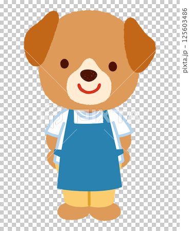 Cute dog character apron staff clerk 125603486