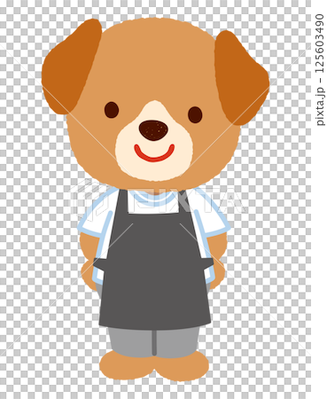 Cute dog character apron staff clerk Cute dog character apron staff clerk 125603490