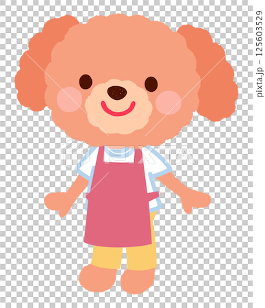 可愛的小狗角色圍裙職員 125603529