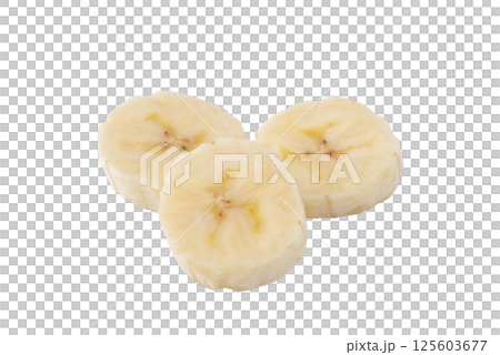 Banana slices on transparent background (png) 125603677