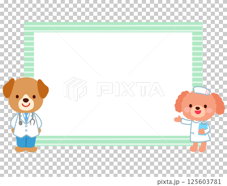 Cute dog doctor copy space notice speech bubble Cute dog doctor copy space notice speech bubble 125603781