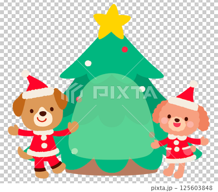 Cute dog Santa Claus Christmas message card 125603848