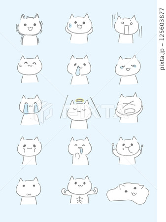 落描き調のゆる〜い猫のイラスト 落描き調のゆる〜い猫のイラスト 125603877