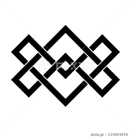 Asian knot or eternal knot. Black sign. Tradition Chinese, Tibetian knot 125603878
