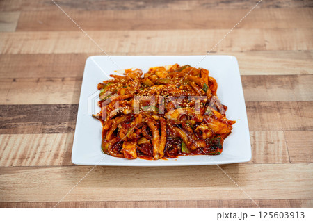 Korean Seafood Food. Spicy Stir-fried Octopus Korean Seafood Food. Spicy Stir-fried Octopus 125603913