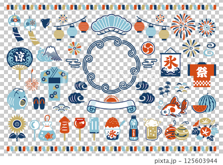 夏季材料和日式框架設計集 夏季材料和日式框架設計集 125603944