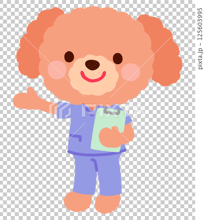 Cute dog doctor A dog doctor wearing scrubs 125603995