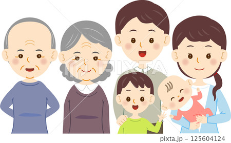 笑顔の三世代家族 125604124