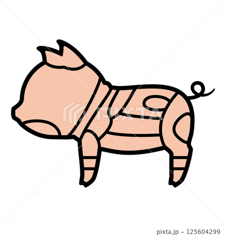 豚肉の部位のイラスト　文字なし 125604299