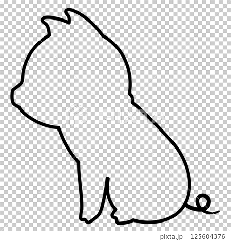 一隻坐著的豬的線條畫 125604376