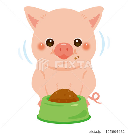食事中のブタのイラスト 125604482