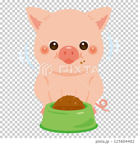 食事中のブタのイラスト 125604482