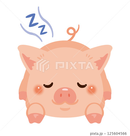 うつ伏せで眠るブタのイラスト 125604566