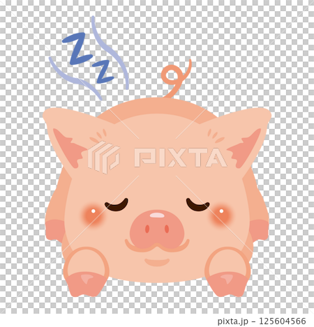 うつ伏せで眠るブタのイラスト 125604566