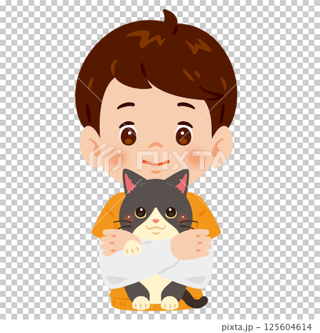 抱著貓的男孩 抱著貓的男孩 125604614