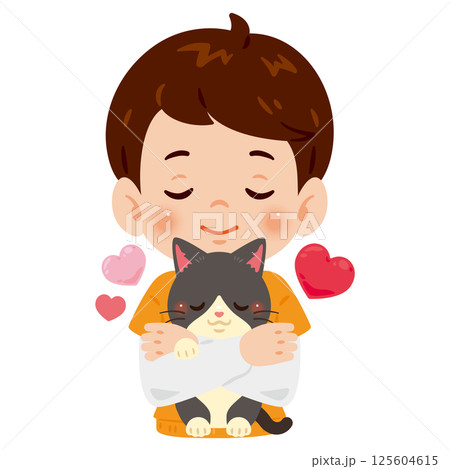 愛猫を抱く男の子 愛猫を抱く男の子 125604615