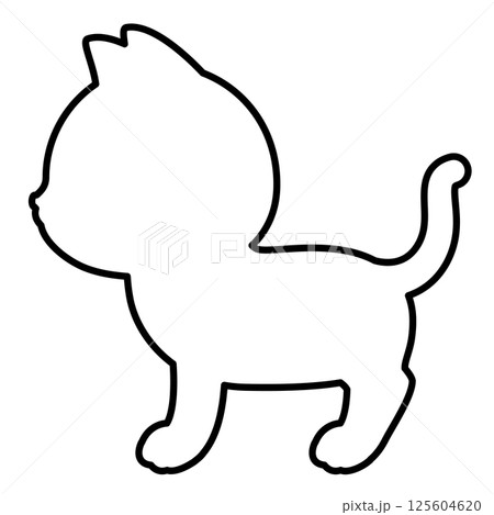 横向きの猫の線画 125604620