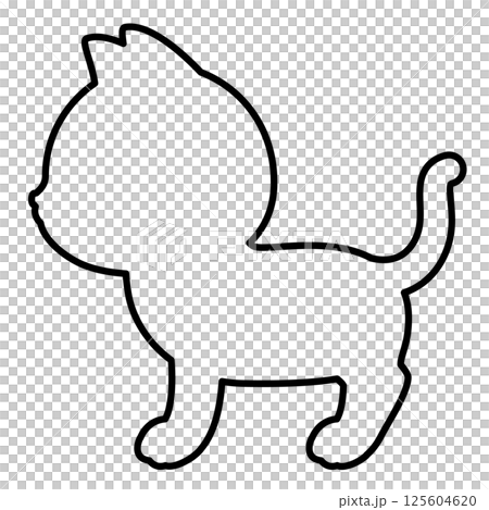 横向きの猫の線画 125604620