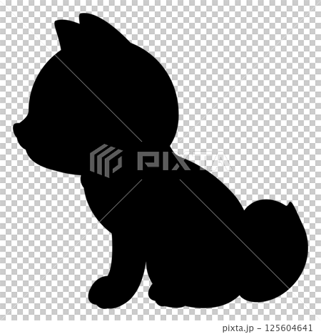 お座りした横向きの柴犬のシルエット お座りした横向きの柴犬のシルエット 125604641