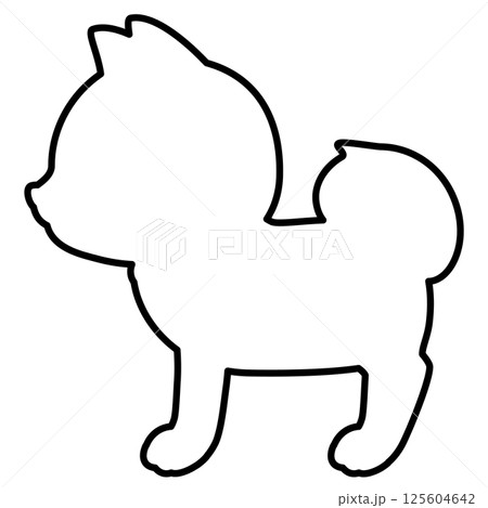 横向きの柴犬の線画 125604642