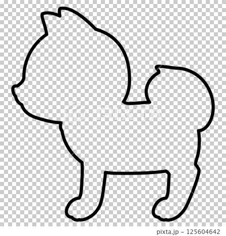 横向きの柴犬の線画 125604642