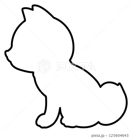 お座りした横向きの柴犬の線画 125604643