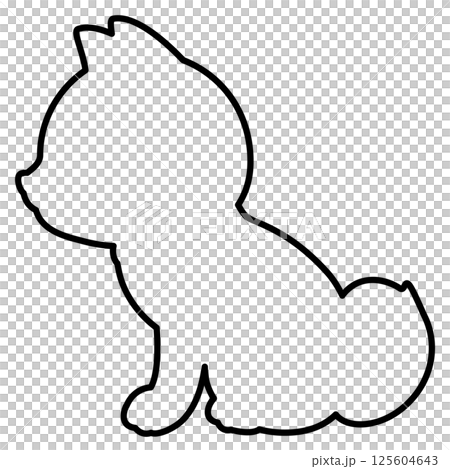 お座りした横向きの柴犬の線画 125604643