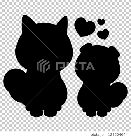 Sitting Shiba Inu parent and child silhouette 125604644