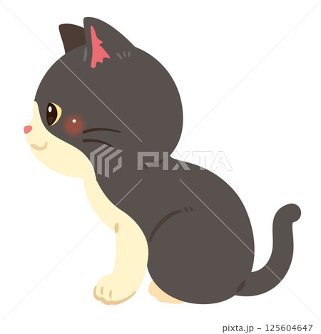お座りした猫の横向きイラスト 125604647