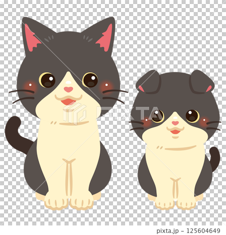 Sitting cat parent and child illustration 2 125604649