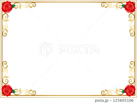 ビンテージカリグラフィ風フレーム素材109<ばらフレーム・飾り罫・飾り枠・花> ビンテージカリグラフィ風フレーム素材109<ばらフレーム・飾り罫・飾り枠・花> 125605106