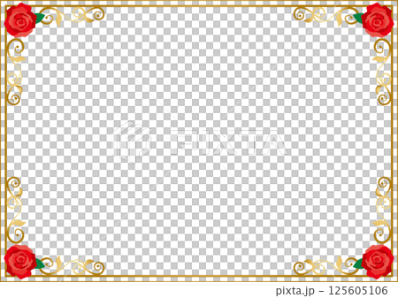 ビンテージカリグラフィ風フレーム素材109<ばらフレーム・飾り罫・飾り枠・花> ビンテージカリグラフィ風フレーム素材109<ばらフレーム・飾り罫・飾り枠・花> 125605106