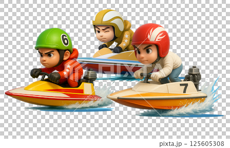 賽艇比賽 - 3 名選手參賽 - 面向左側 125605308