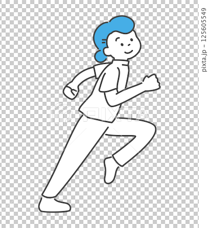 一位女護士微笑奔跑的向量圖 125605549