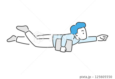 パソコンをもって飛ぶ男性のイラスト ベクター パソコンをもって飛ぶ男性のイラスト ベクター 125605550