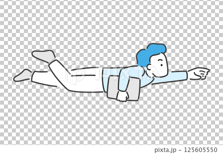 パソコンをもって飛ぶ男性のイラスト ベクター パソコンをもって飛ぶ男性のイラスト ベクター 125605550