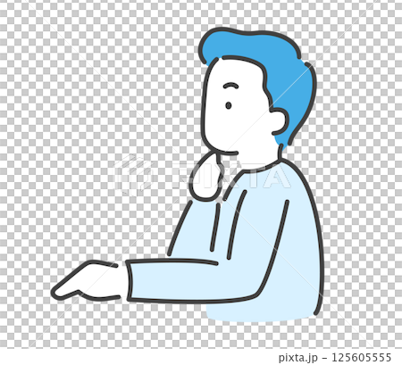 Sideways illustration of a man thinking Vector Sideways illustration of a man thinking Vector 125605555