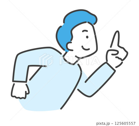 上を指さす男性のイラスト　ベクター 125605557