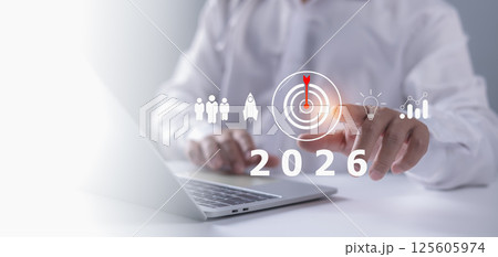 Business growth goals develop success, Planning and strategy create growth opportunities, Setting business goals for 2026, Business people preparing for new challenges in 2026. Business growth goals develop success, Planning and strategy create growth opportunities, Setting business goals for 2026, Business people preparing for new challenges in 2026. 125605974