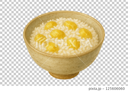 栗子飯的水彩風格插圖|秋天的味道/日式米飯 125606060