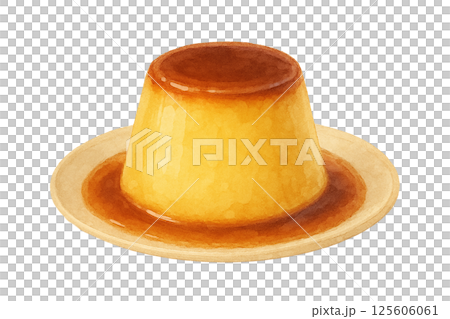 水彩風格布丁插畫|復古可愛的甜點素材 水彩風格布丁插畫|復古可愛的甜點素材 125606061