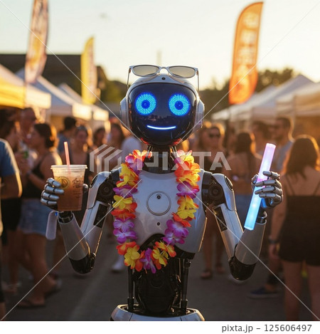 祭りを楽しむロボット 125606497