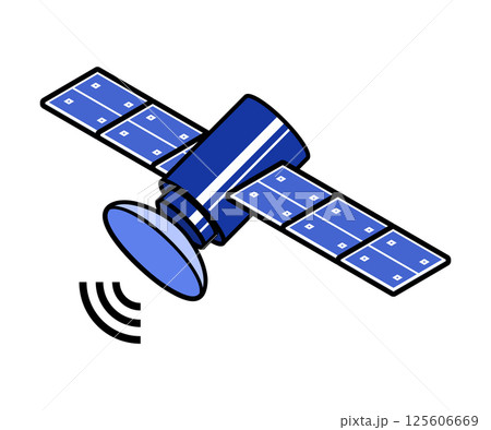 人工衛星　モノクローム　青 125606669