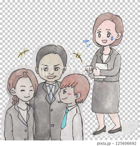 Illustration of a woman being subjected to power harassment (ostracism) 125606692