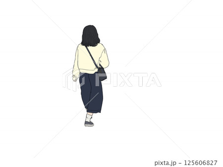 人物 全身 歩行者セーターの女性(影なし) 人物 全身 歩行者セーターの女性(影なし) 125606827