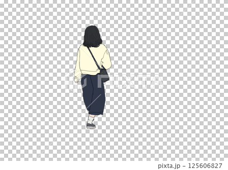 人物 全身 歩行者セーターの女性(影なし) 人物 全身 歩行者セーターの女性(影なし) 125606827