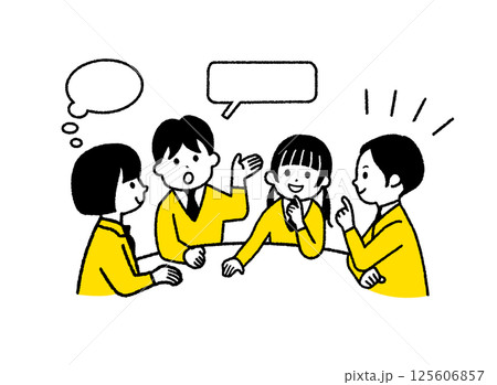 会議をする高校生男女4人 125606857