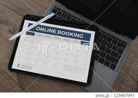 Booking Meeting Appointment Computer Online On digital tablet at office book appointment Booking Meeting Appointment Computer Online On digital tablet at office book appointment 125607047