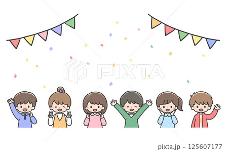パーティをする笑顔の子どもたち 125607177