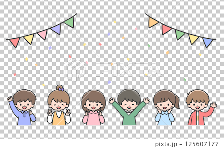 パーティをする笑顔の子どもたち 125607177